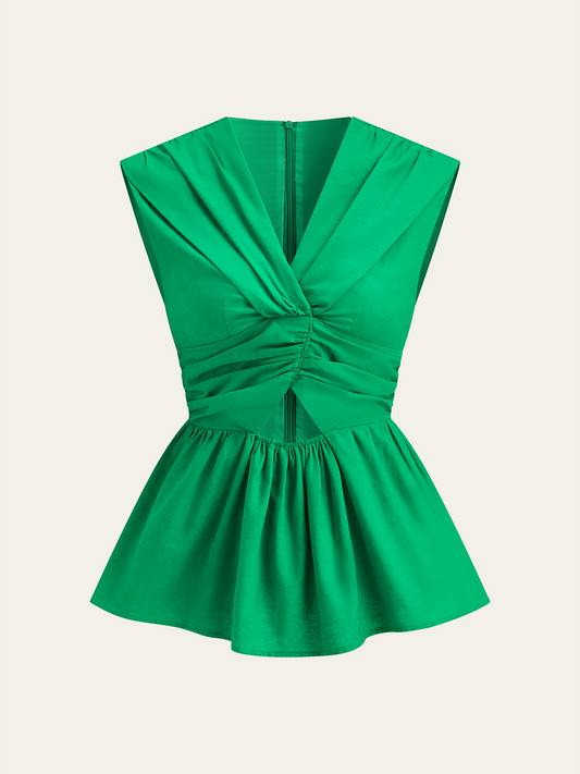 Bükümlü Peplum Askılı Bluz