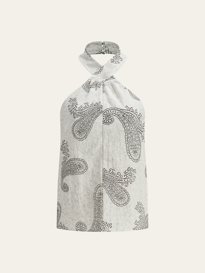 Boho Desenli Askılı Sırtı Açık Bluz