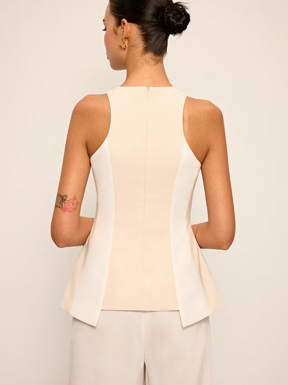 Çizgili Kolsuz Peplum Bluz