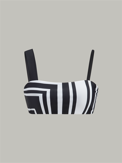 Geometrik Desenli Asimetrik Askılı Bikini Üstü