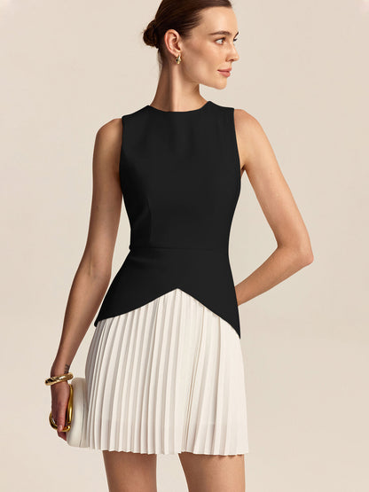 Pileli Etekli Mini Elbise