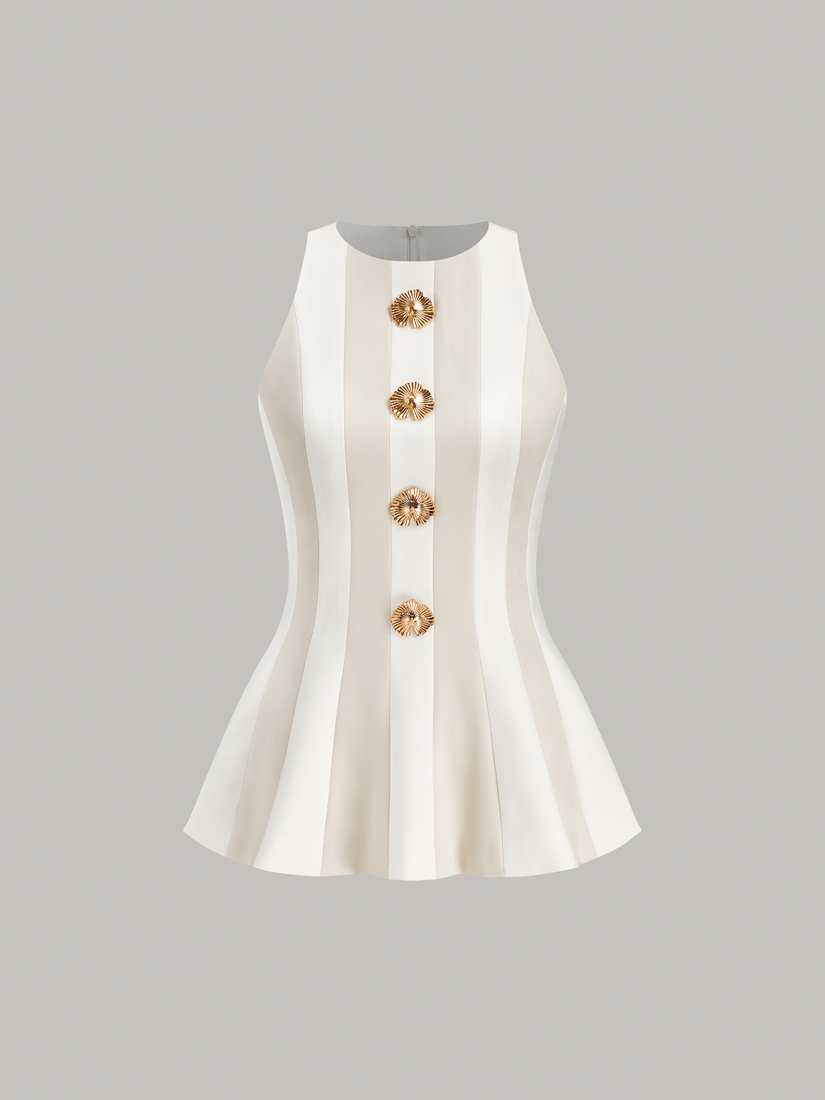 Çizgili Kolsuz Peplum Bluz