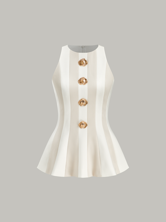 Çizgili Kolsuz Peplum Bluz
