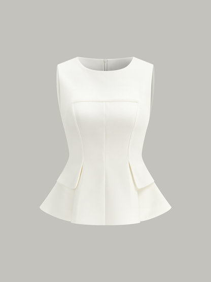 Kolsuz, Arkadan Fermuarlı, Peplum Detaylı Bluz