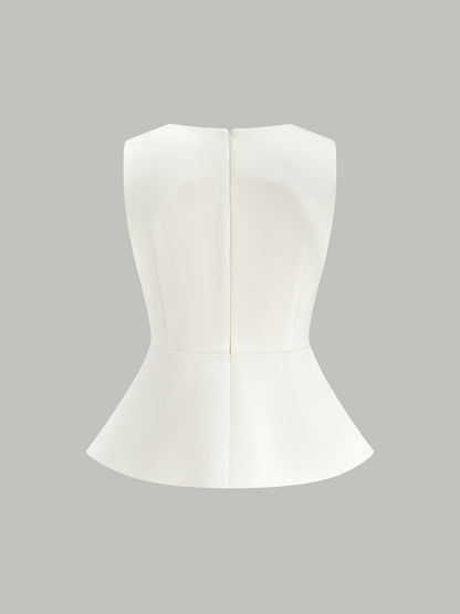 Kolsuz, Arkadan Fermuarlı, Peplum Detaylı Bluz