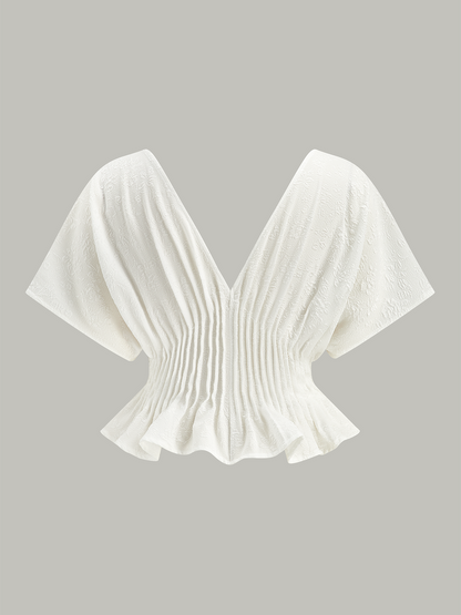 Dokulu Düğmeli Peplum Üst
