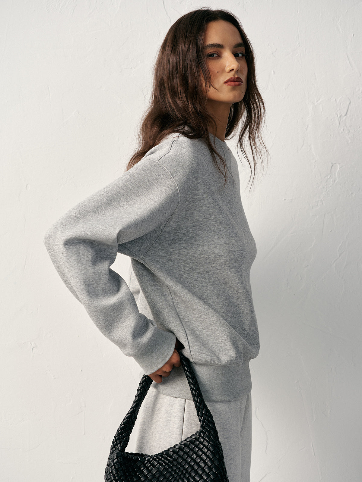 Pamuk Karışımlı Bisiklet Yaka Sweatshirt