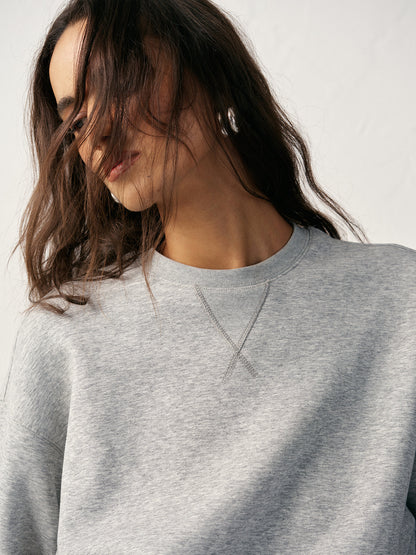 Pamuk Karışımlı Bisiklet Yaka Sweatshirt