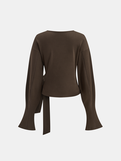 Bükümlü Düğüm Balon Kollu Sweatshirt