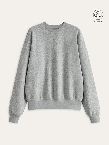 Pamuk Karışımlı Bisiklet Yaka Sweatshirt