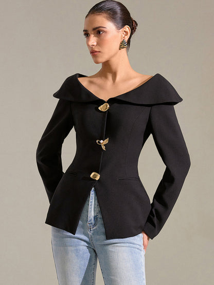 Geniş Yakalı Omuzları Açık Blazer Ceket