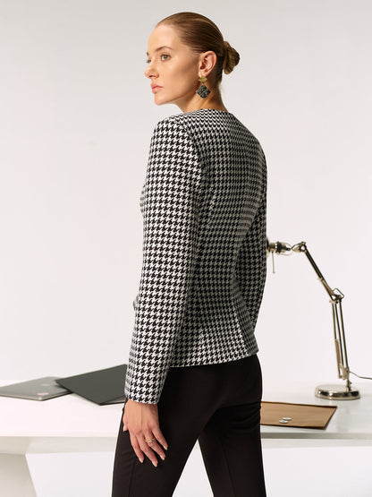 Metal Düğmeli Ekose Blazer Ceket