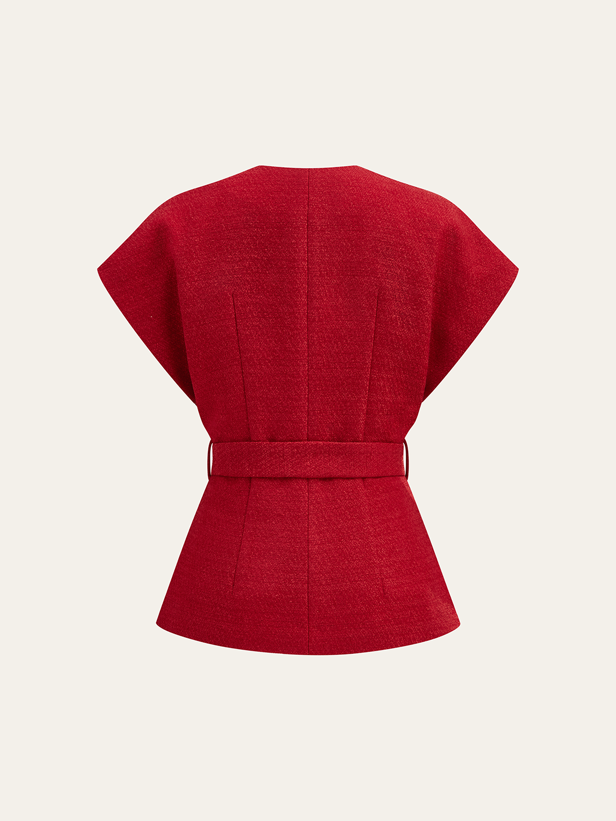Tweed Kemerli Kısa Kollu Yelek