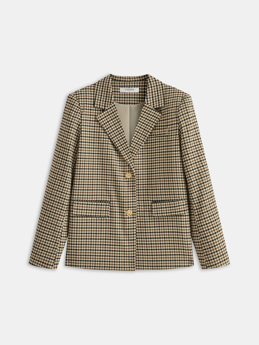 Metal Düğmeli Kareli Blazer Ceket