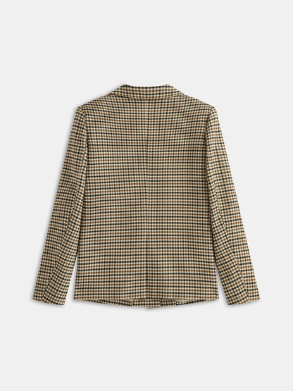 Metal Düğmeli Kareli Blazer Ceket