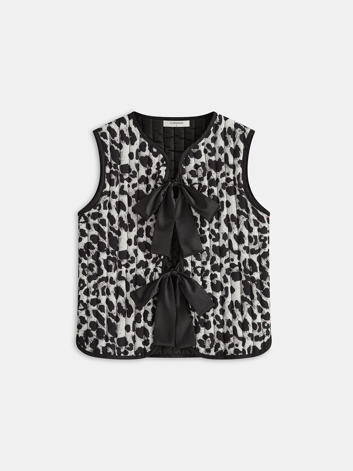 Papyonlu Leopar Desenli Kapitone Yelek