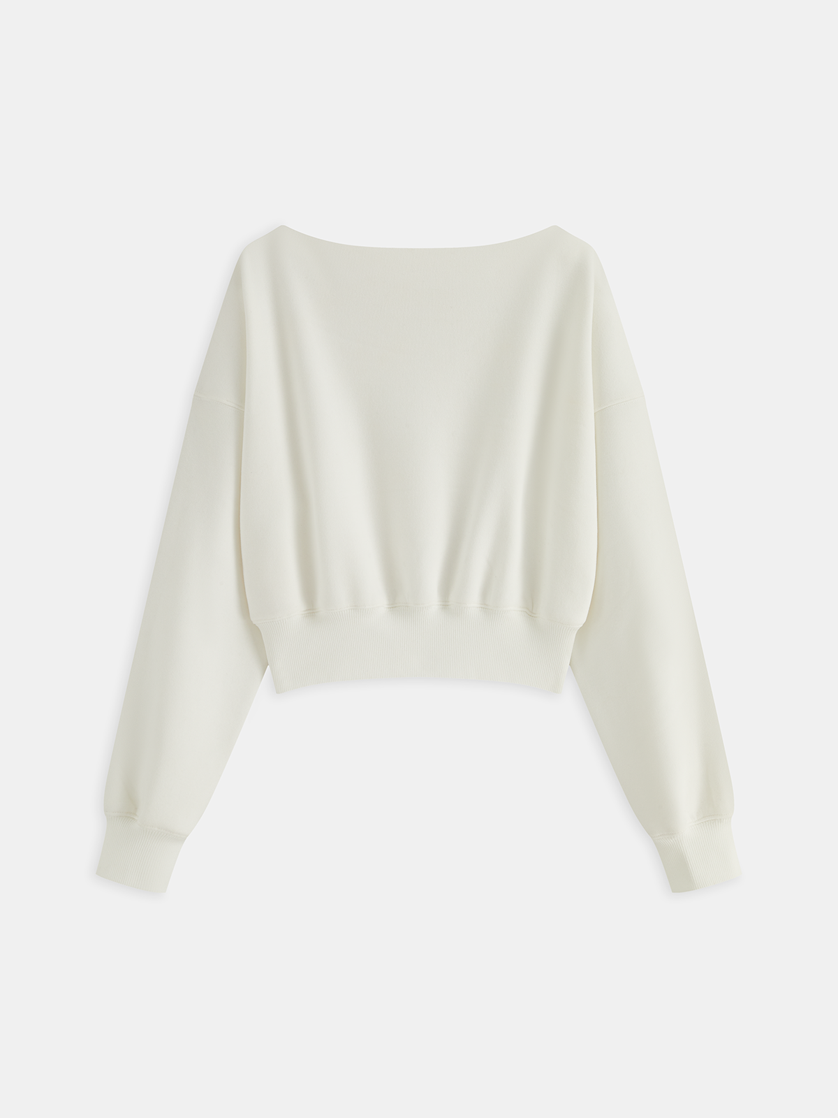 Omuzları Açık, Kısa Kesimli, Polar Astarlı Sweatshirt