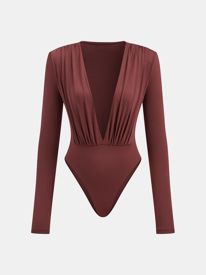 Bol Kesimli, Omuzları Dökümlü, Derin Dekolteli Bodysuit