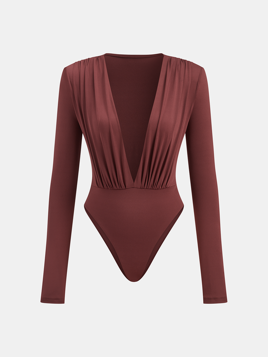 Bol Kesimli, Omuzları Dökümlü, Derin Dekolteli Bodysuit