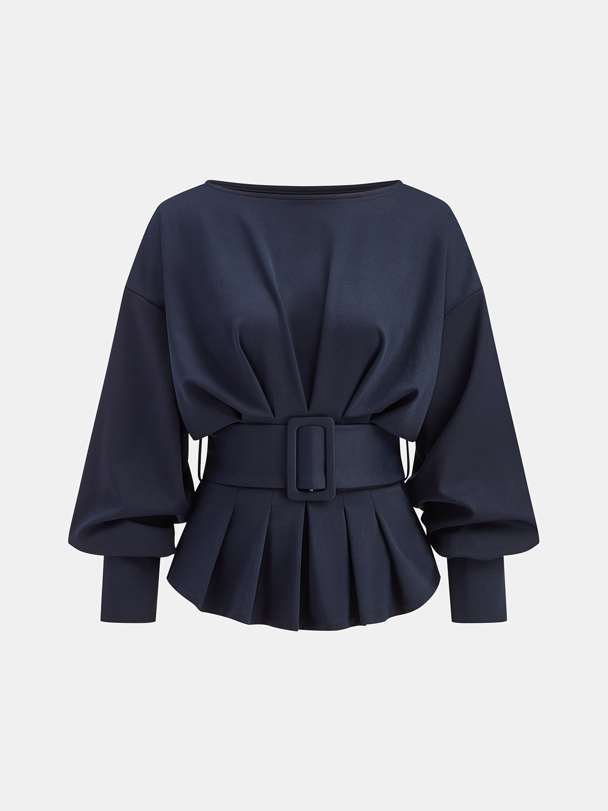 Geniş Kemerli Kayık Yaka Peplum Sweatshirt