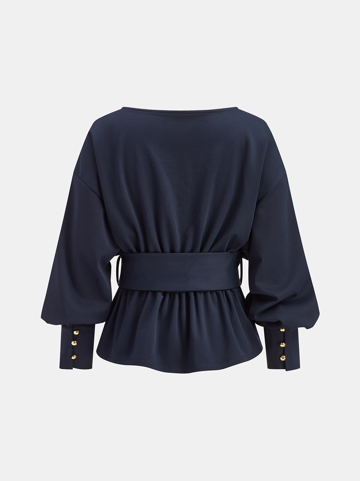 Geniş Kemerli Kayık Yaka Peplum Sweatshirt