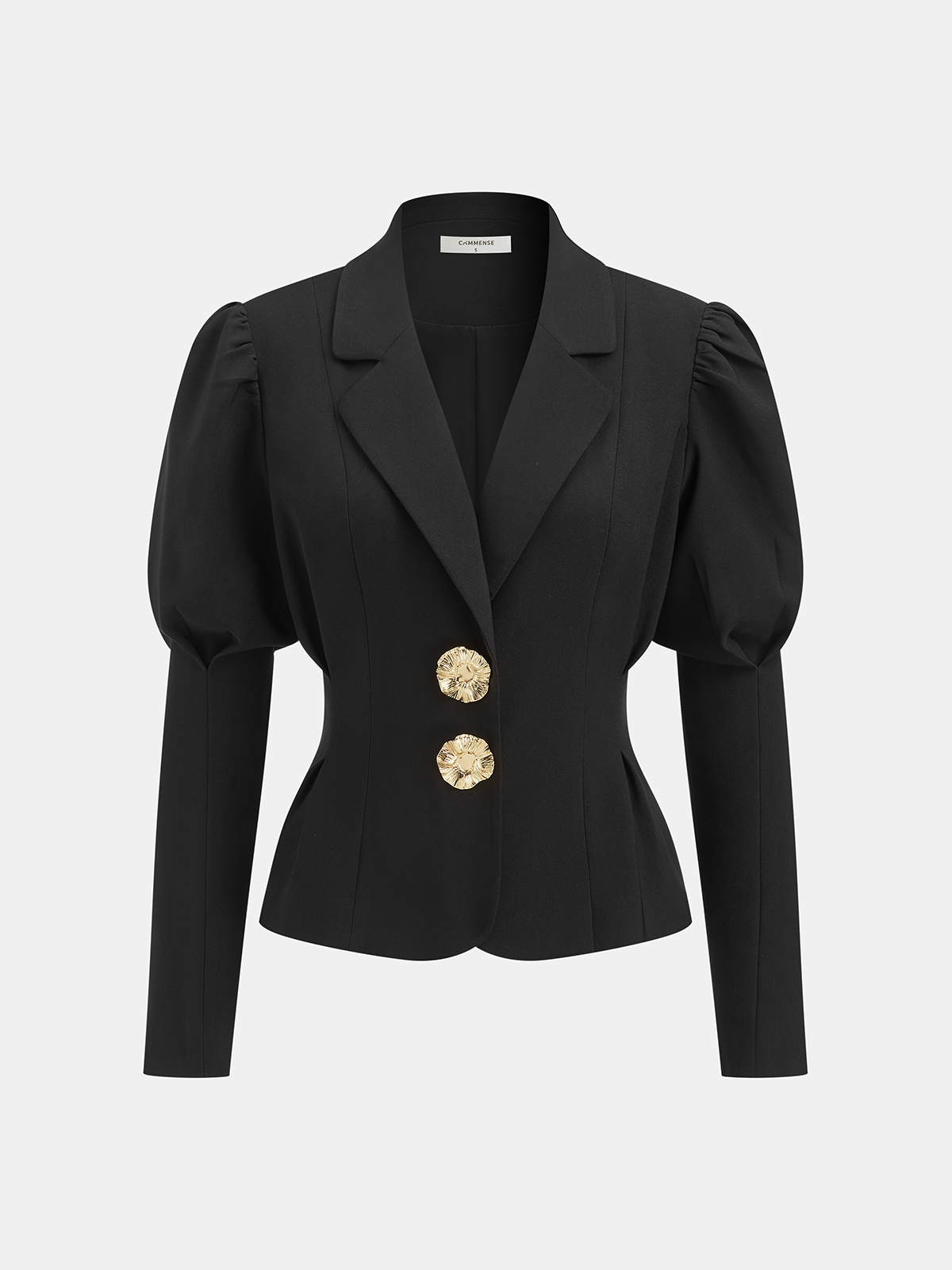 Metal Detaylı, Çiçek Motifli, Fener Kollu Blazer Ceket.