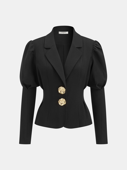 Metal Detaylı, Çiçek Motifli, Fener Kollu Blazer Ceket.