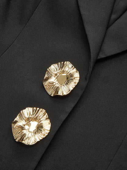 Metal Detaylı, Çiçek Motifli, Fener Kollu Blazer Ceket.