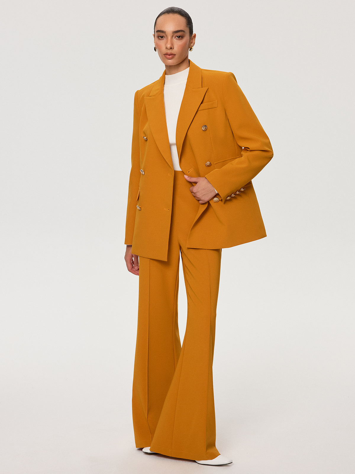 Çift Düğmeli Metal Düğmeli Blazer Ceket