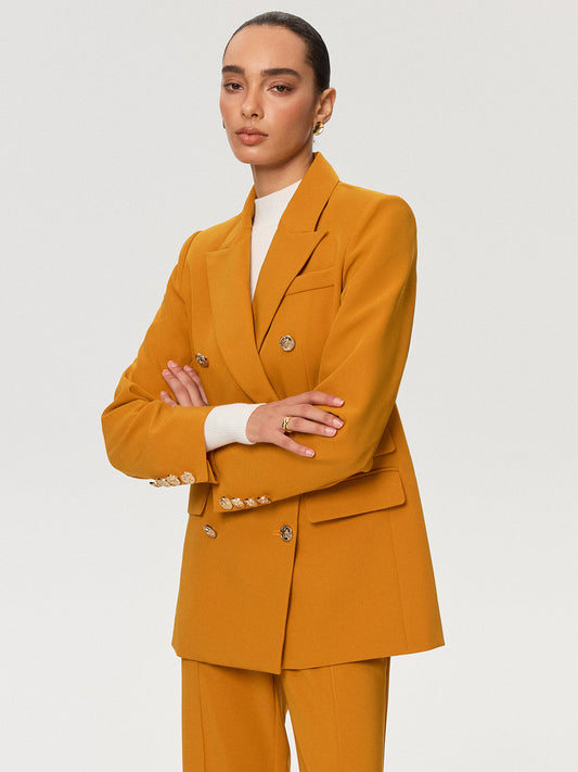 Çift Düğmeli Metal Düğmeli Blazer Ceket
