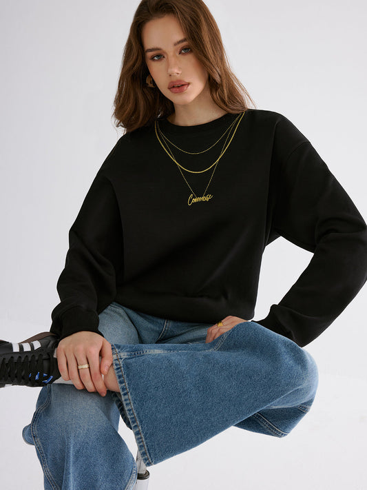 Altın Zincir İşlemeli Sweatshirt