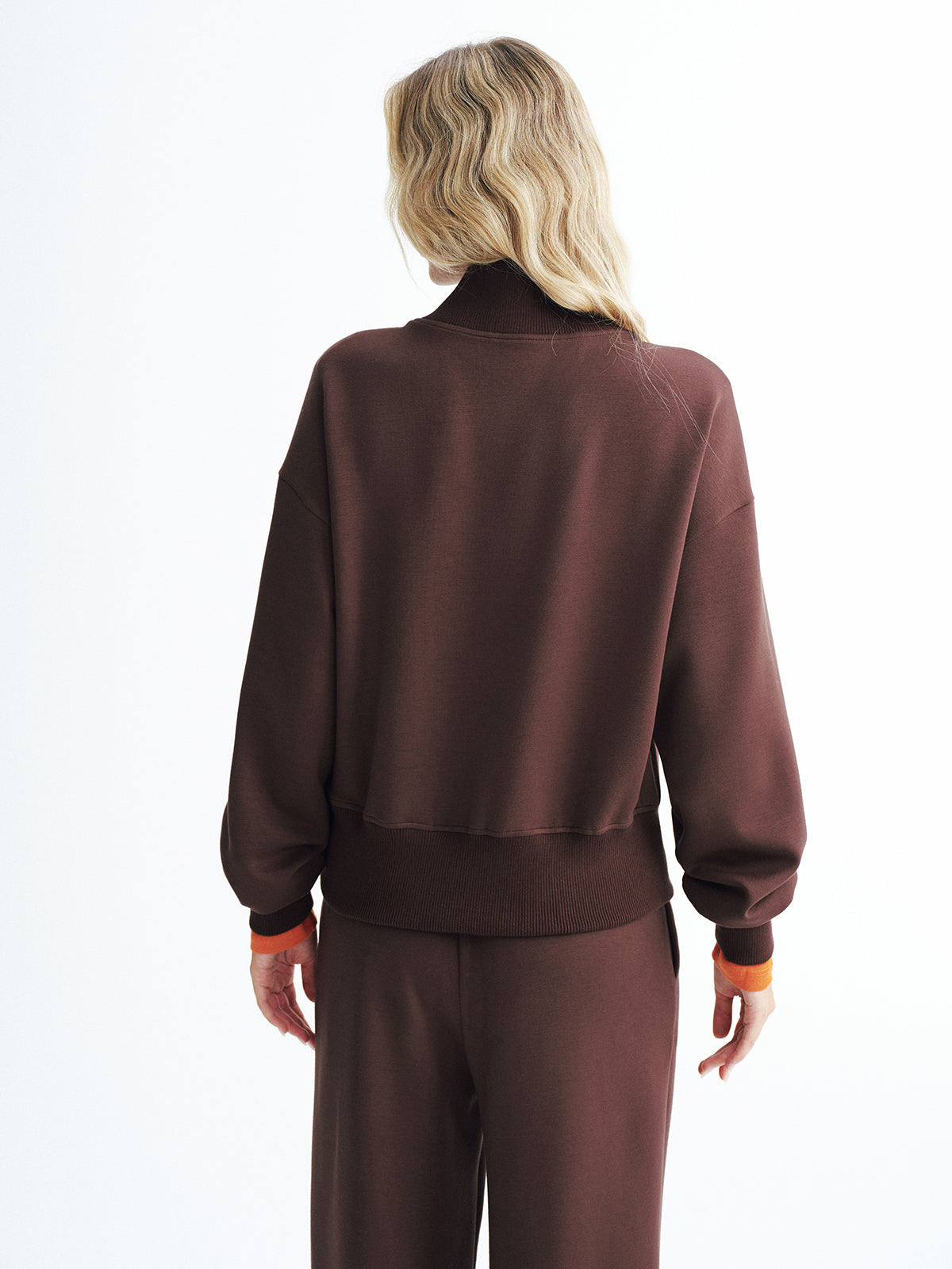 V Yaka Yarım Fermuarlı Sweatshirt
