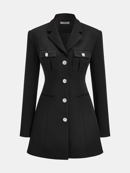 Düğmeli Yakalı Özel Dikim Blazer Elbise