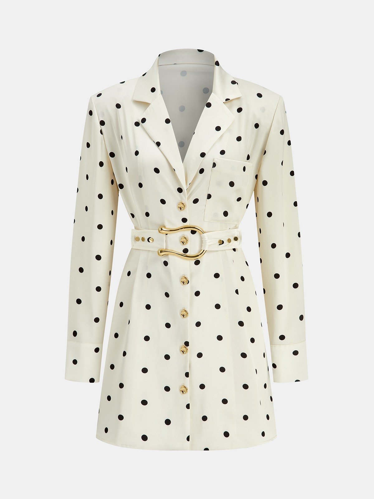 Puantiyeli Kemerli Blazer Elbise