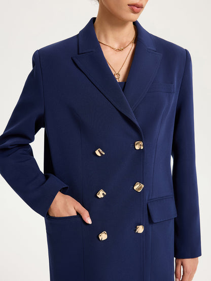 Metal Çift Düğmeli Büyük Beden Blazer Ceket