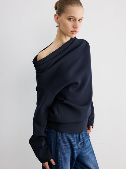 Omuzları Açık Pamuk Karışımlı Sweatshirt