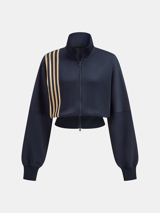 Dörtlü Çizgili Kısa Kesimli Sweatshirt