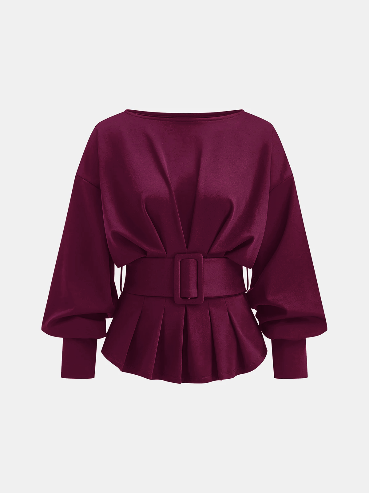 Geniş Kemerli Kayık Yaka Peplum Sweatshirt