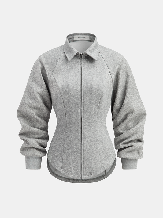 Yakalı, Özel Dikim, Fermuarlı Sweatshirt Ceket