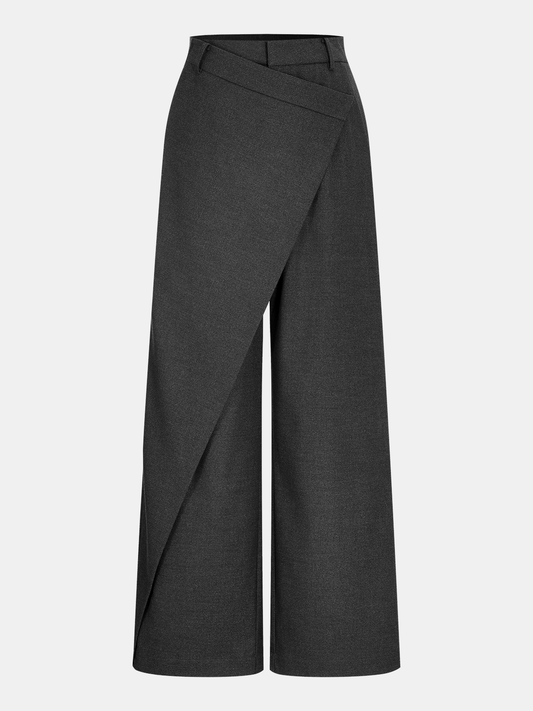 Asimetrik Belden Geniş Paçalı Pantolon