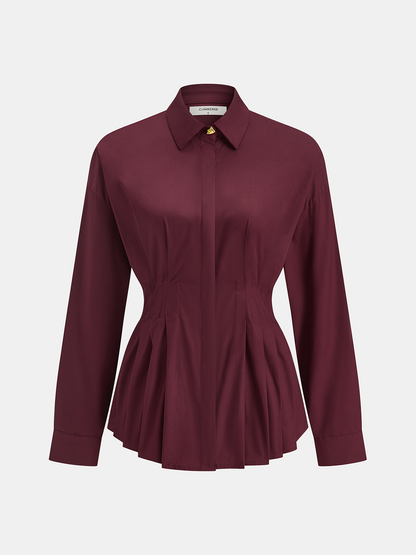 Yaka Detaylı, Pileli Peplum Gömlek