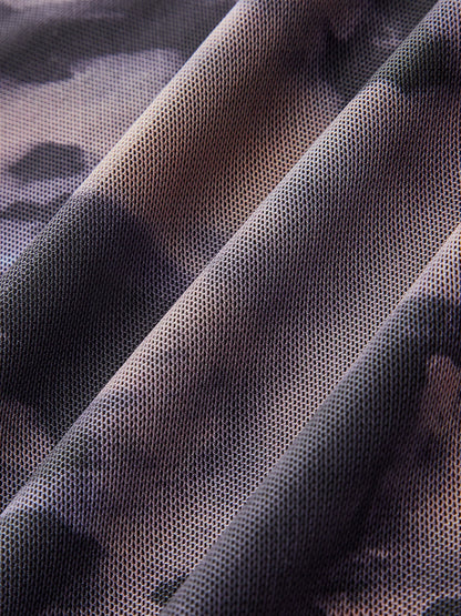 Tie-Dye Desenli Şeffaf Maksi Elbise