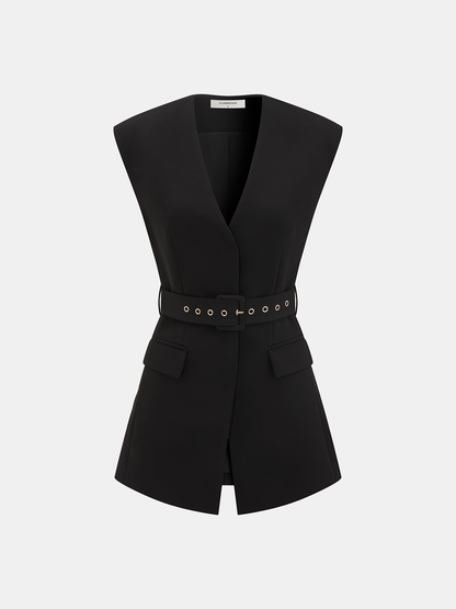 Kolsuz Kemerli Blazer Yelek