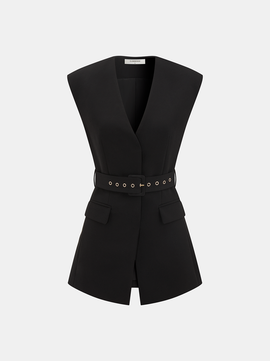 Kolsuz Kemerli Blazer Yelek