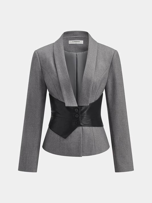 Çıkarılabilir Bel Kemeri Yaka Detaylı Özel Dikim Blazer Ceket