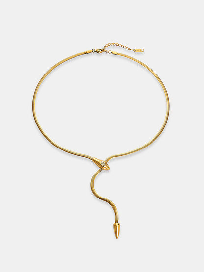 Yılan Desenli Yılan Zincir Lariat Kolye