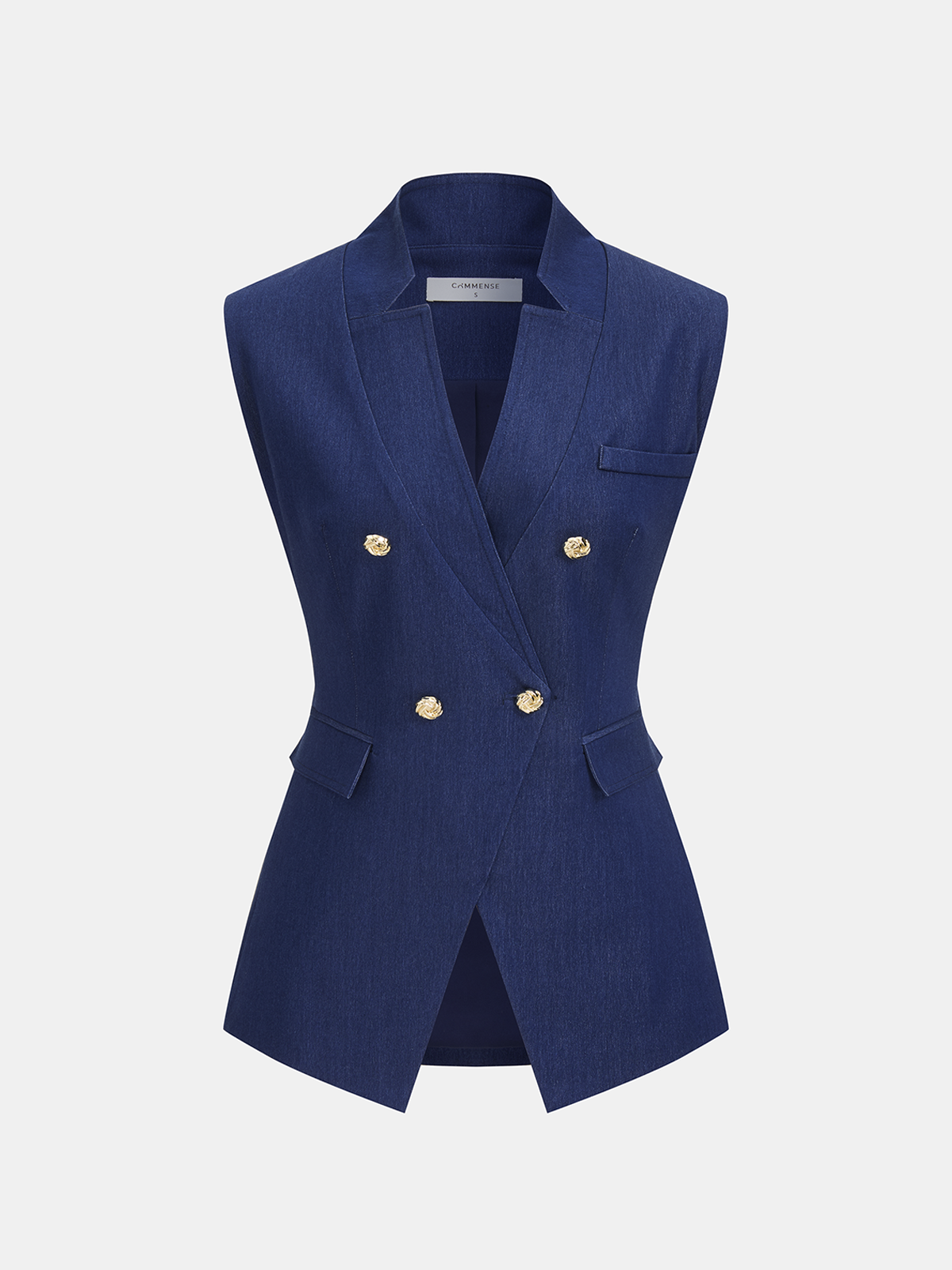 Çift Düğmeli Kolsuz Blazer Yelek