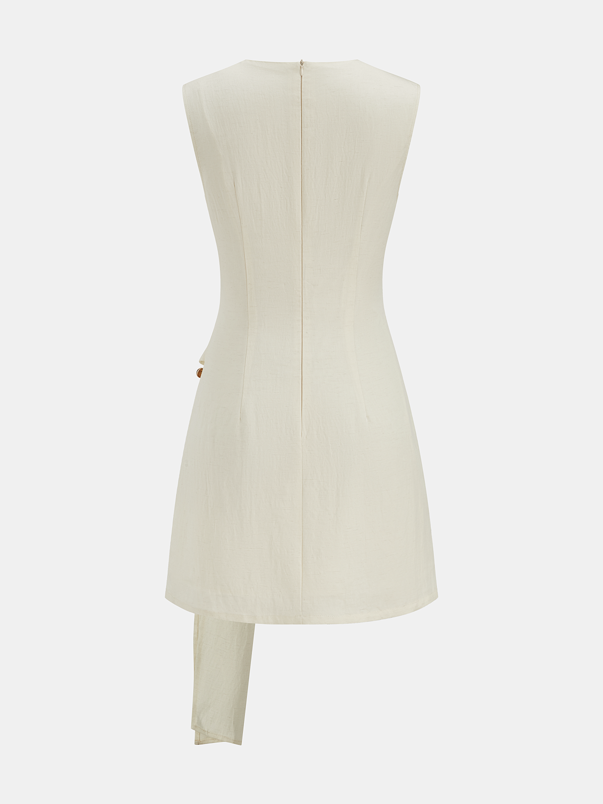 Tencel Karışımı Asimetrik Tokalı Büzgülü Mini Elbise