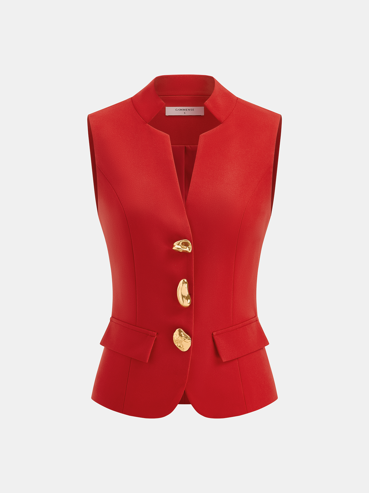 Metal Detaylı Kolsuz Blazer Yelek