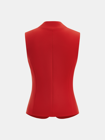 Metal Detaylı Kolsuz Blazer Yelek